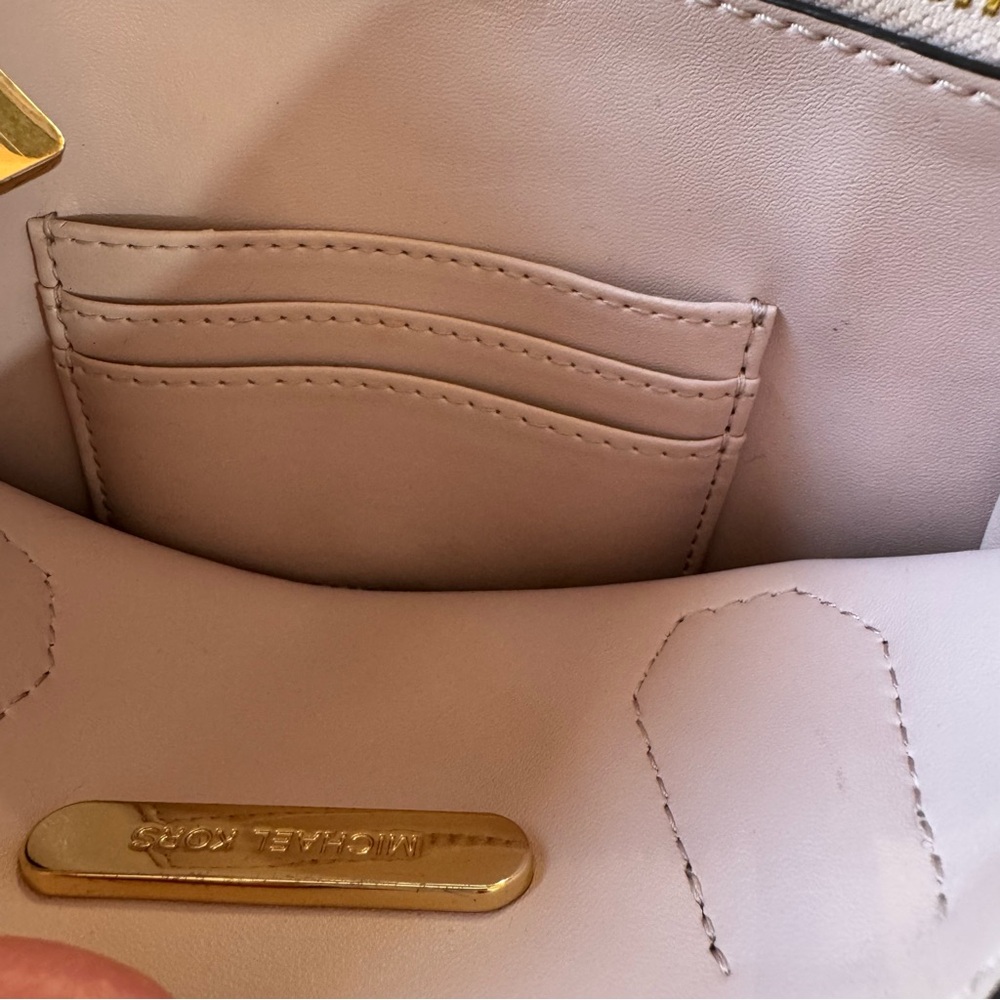 Michael Kors Mercer Medium Pebble Leather Messenger Crossbody Bag Powder Blush - Picture 13 of 15